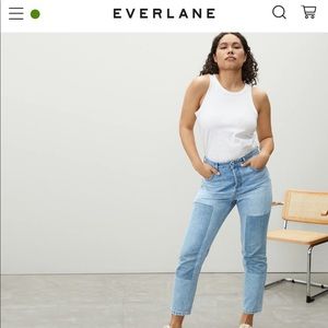 Everlane 90’s Curvy Cheeky Jean Crop NWT 28 Patched Blue